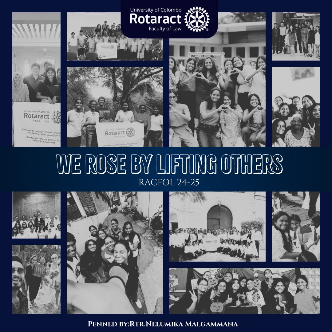 WE ROSE BY LIFTING OTHERS – Rotaract Club of Faculty of Law University ...
